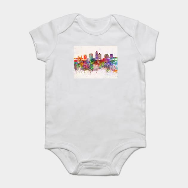 Albuquerque V2 skyline in watercolor background Baby Bodysuit by PaulrommerArt